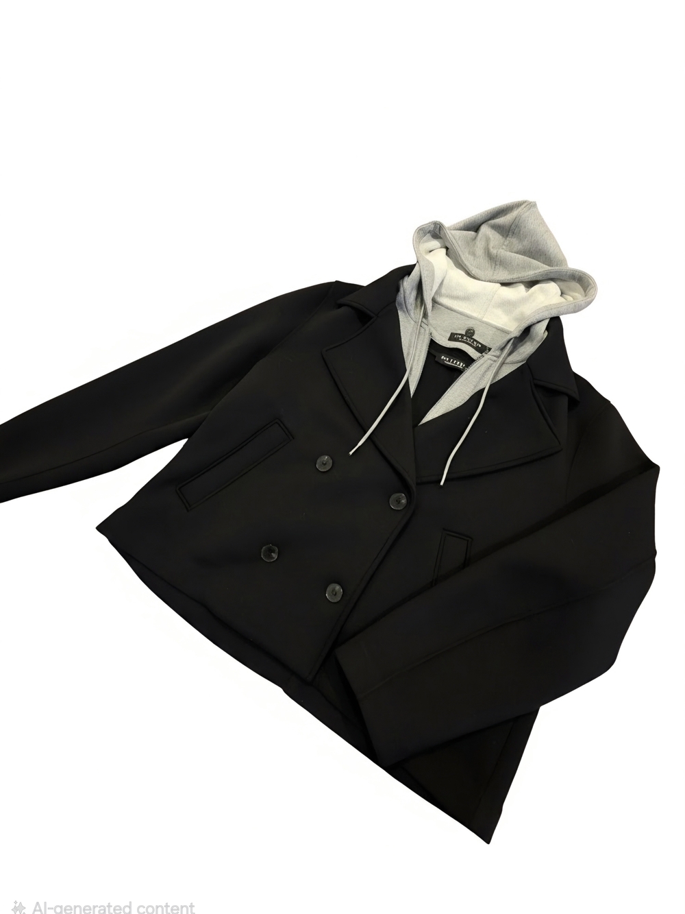 Rebecca Minkoff Black Peacoat with Removable Gray Hoodie Insert  Size L